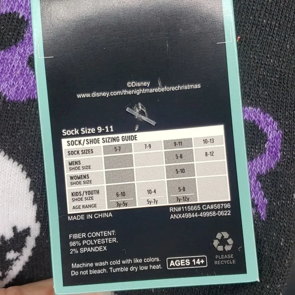 𝅺the nightmare before Christmas crew socks Jack and Sally